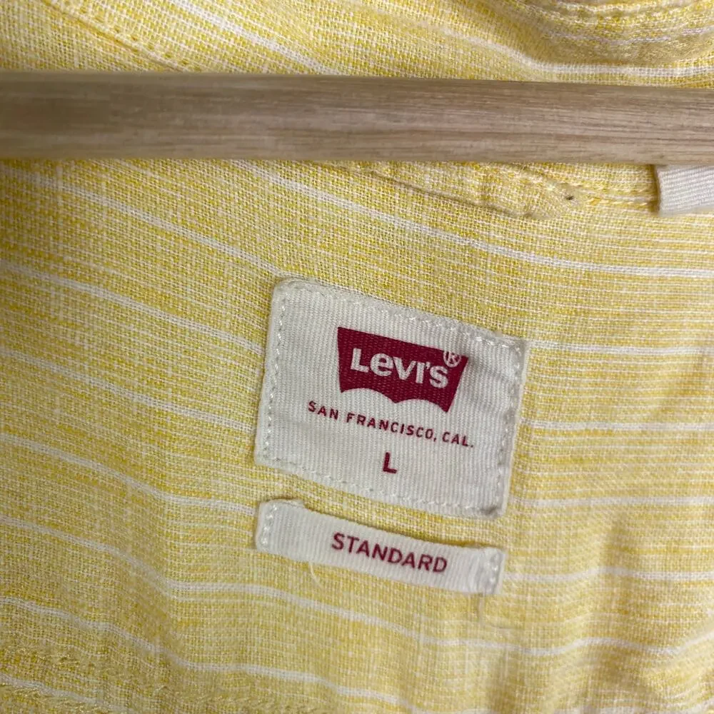 Levi's Sunset Mimosa Yellow One Pocket Button Up Shirt Men's Size Large L‎